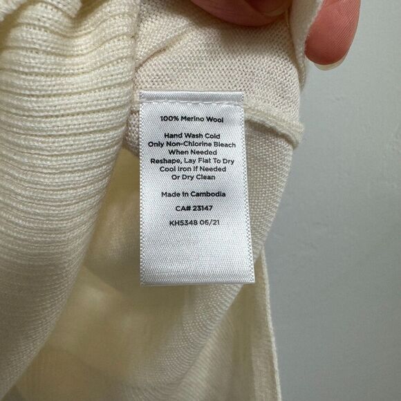 NWT Talbots Sweater Merino Wool Tight Knit Mockneck Pullover Cream Women sz XL - Picture 7 of 10